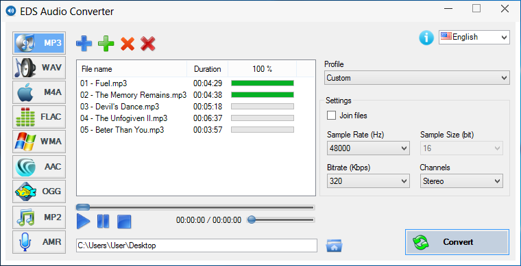 EDS Audio Converter. Click to see the full-size image.